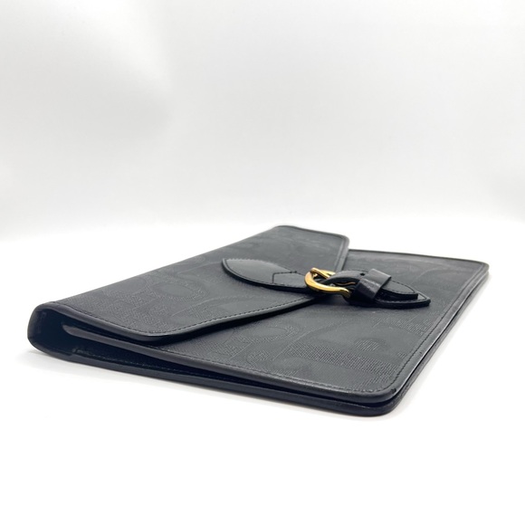 Authentic Christian DIOR Vintage Black PVC x Leather Clutch
